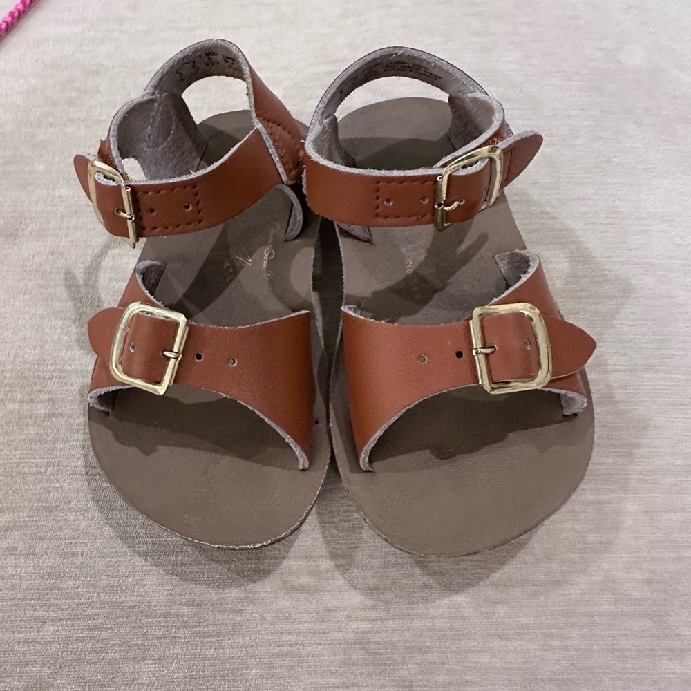 Salt Water Sandals Brown Leather Buckle Sandals